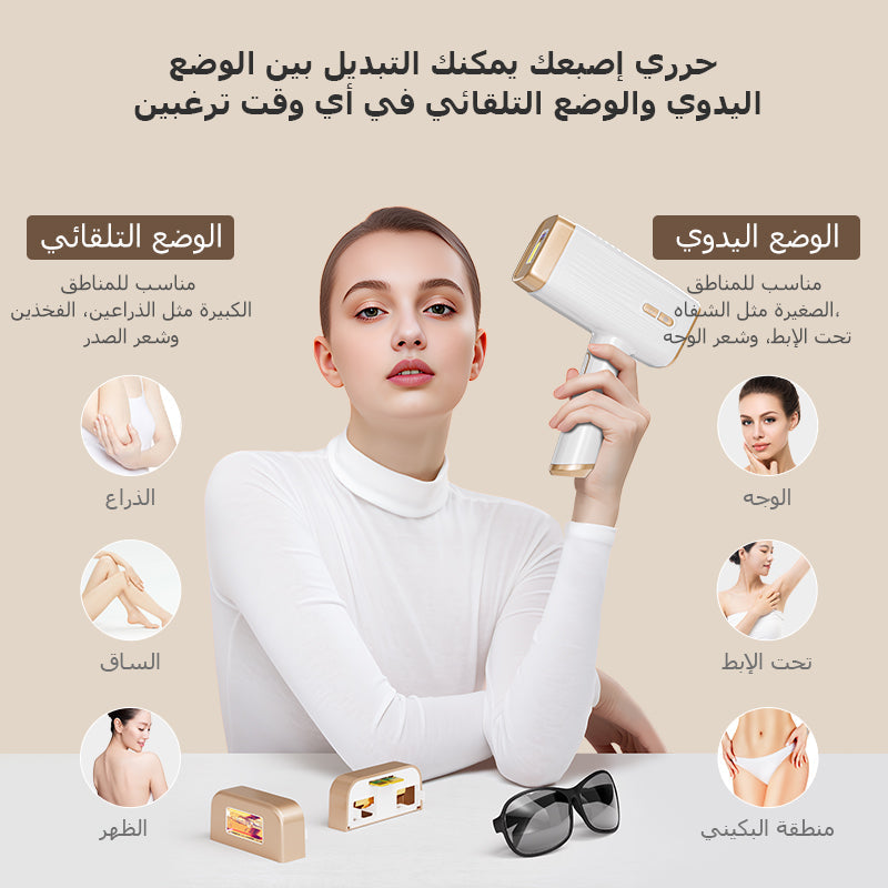 جهاز KinseiBeauty E3 لإزالة الشعر بالليزر المنزلي مع 2 عدسة قابلة للتبديل | 2 مليون ومضة ليزر