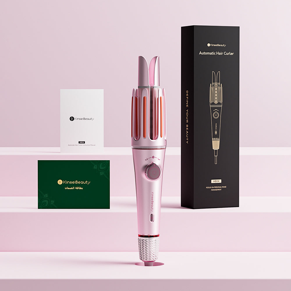 KinseiBeauty HB04 |  مكواة تجعيد الشعر الأوتوماتيكية – 3 مستويات حرارة لجميع أنواع الشعر، 3 أوضاع تجعيد، أكثر من 200 مليون أيون سالب، ترطيب مضاعف وعناية عميقة لتصفيف سريع وسهل